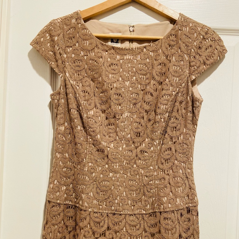 Anne Klein Tan Lace Midi Dress